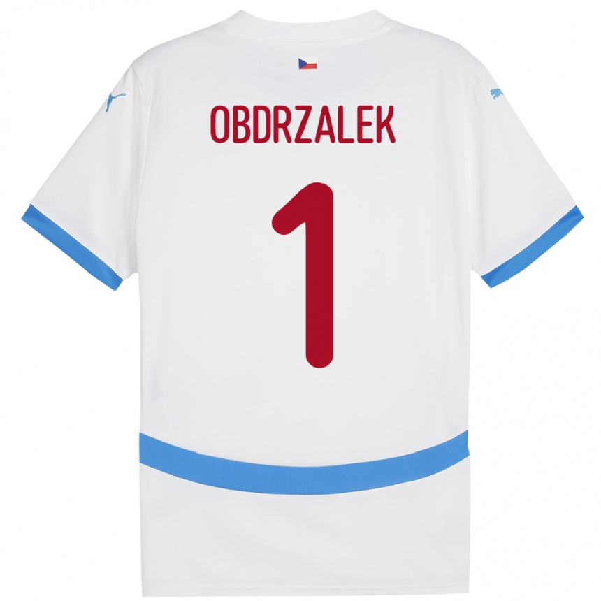 Kids Football Czech Republic Marek Obdrzalek #1 White Away Jersey 24-26 T-Shirt Canada