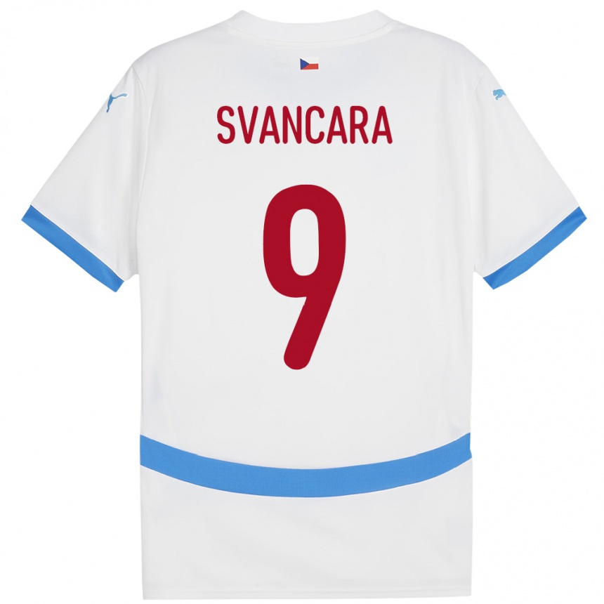 Kids Football Czech Republic Daniel Svancara #9 White Away Jersey 24-26 T-Shirt Canada