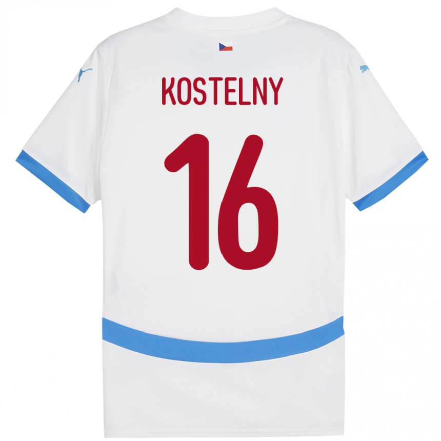 Kids Football Czech Republic Krystof Kostelny #16 White Away Jersey 24-26 T-Shirt Canada