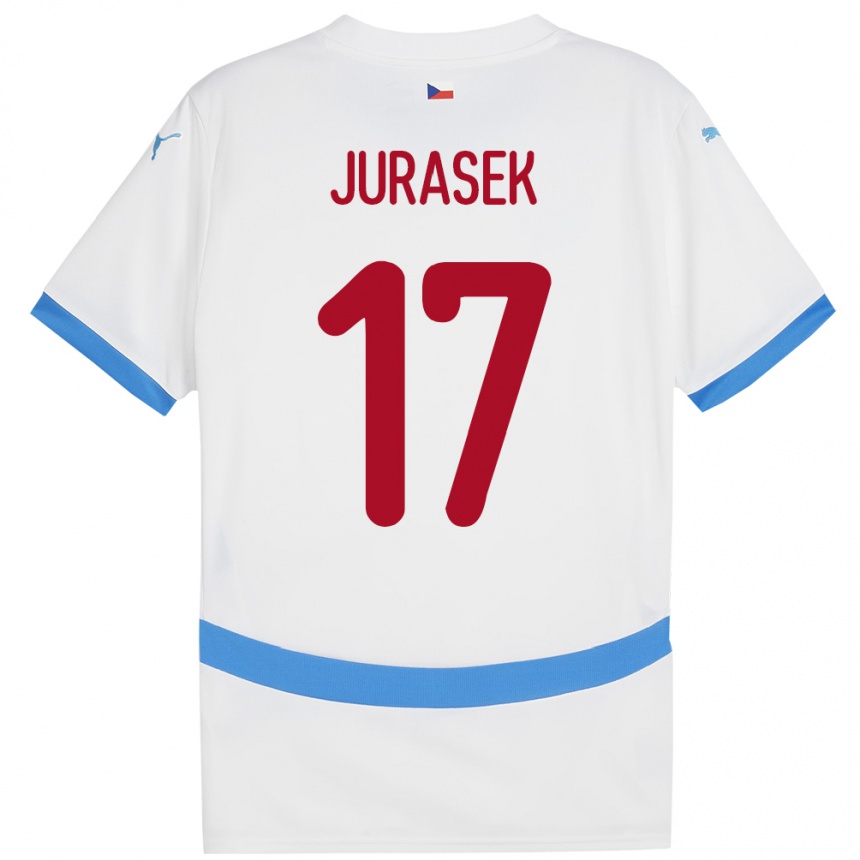 Kids Football Czech Republic Patrik Jurasek #17 White Away Jersey 24-26 T-Shirt Canada