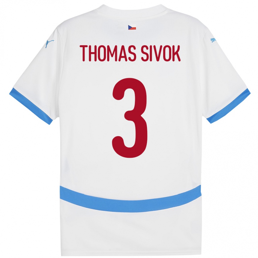 Kids Football Czech Republic Andre Thomas Sivok #3 White Away Jersey 24-26 T-Shirt Canada