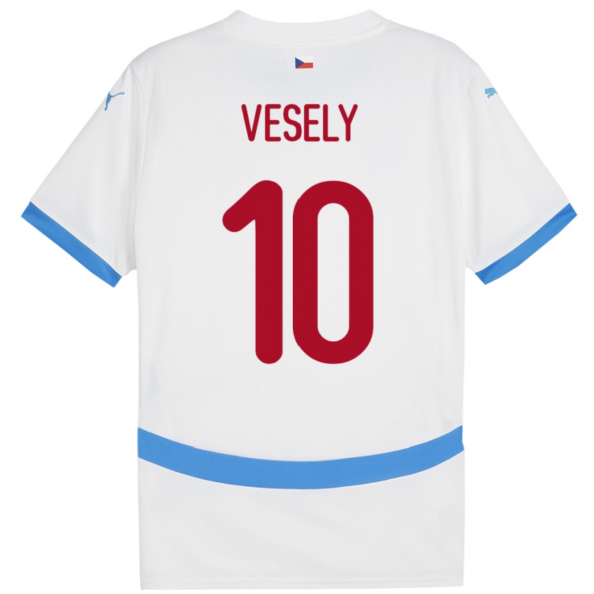 Kids Football Czech Republic David Vesely #10 White Away Jersey 24-26 T-Shirt Canada