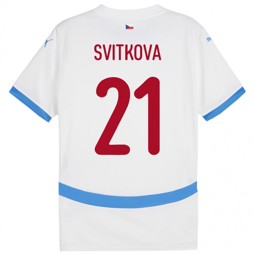 Kids Football Czech Republic Kateřina Svitková #21 White Away Jersey 24-26 T-Shirt Canada