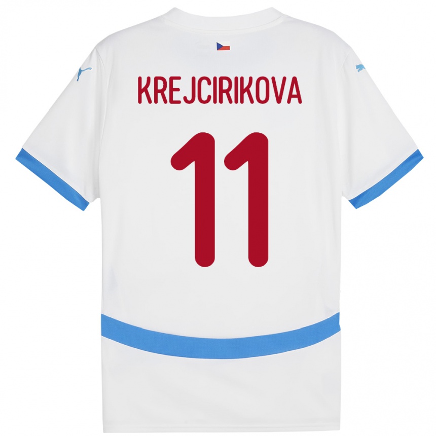 Kids Football Czech Republic Tereza Krejčiříková #11 White Away Jersey 24-26 T-Shirt Canada