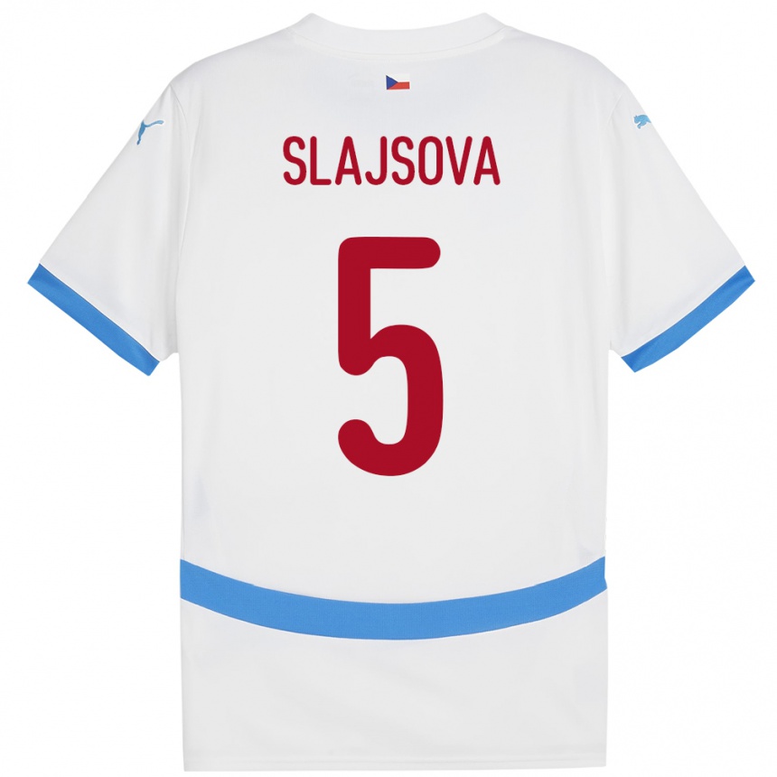 Kids Football Czech Republic Gabriela Šlajsová #5 White Away Jersey 24-26 T-Shirt Canada