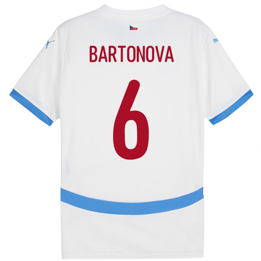 Kids Football Czech Republic Eva Bartoňová #6 White Away Jersey 24-26 T-Shirt Canada