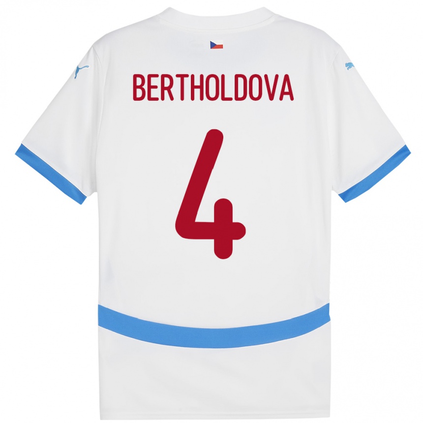 Kids Football Czech Republic Petra Bertholdová #4 White Away Jersey 24-26 T-Shirt Canada