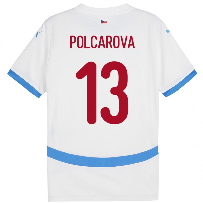 Kids Football Czech Republic Barbora Polcarová #13 White Away Jersey 24-26 T-Shirt Canada