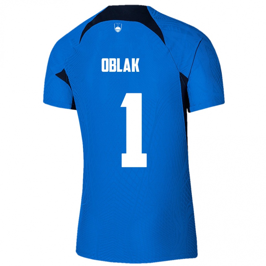 Kids Football Slovenia Jan Oblak #1 Blue Away Jersey 24-26 T-Shirt Canada