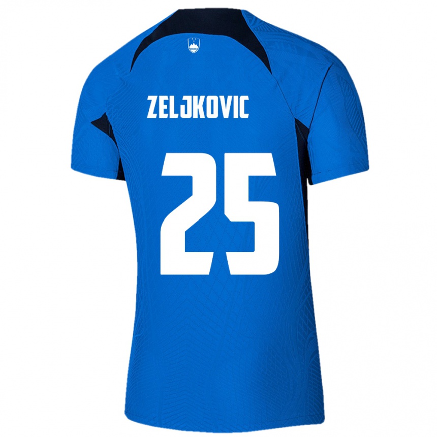 Kids Football Slovenia Adrian Zeljkovic #25 Blue Away Jersey 24-26 T-Shirt Canada