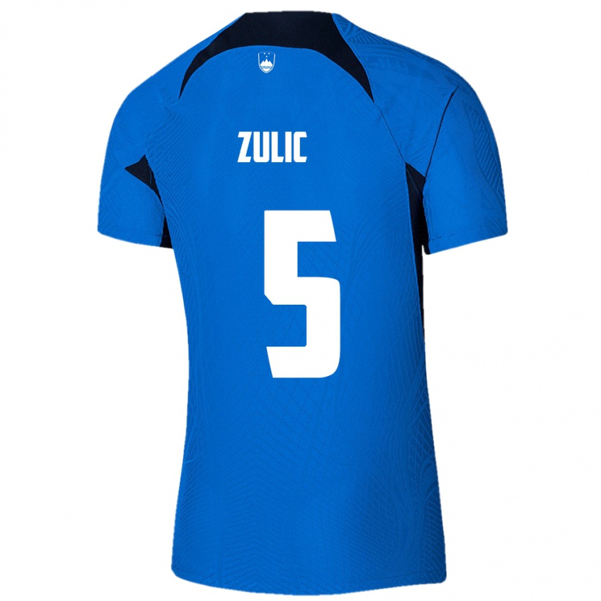 Kids Football Slovenia Anel Zulic #5 Blue Away Jersey 24-26 T-Shirt Canada