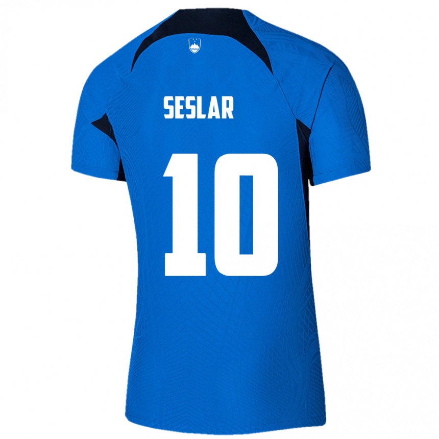 Kids Football Slovenia Svit Seslar #10 Blue Away Jersey 24-26 T-Shirt Canada