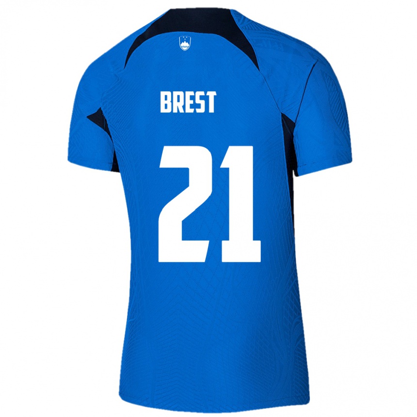 Kids Football Slovenia Marko Brest #21 Blue Away Jersey 24-26 T-Shirt Canada