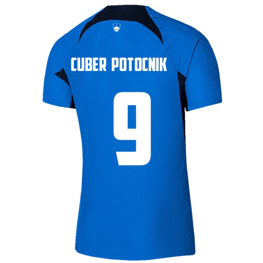 Kids Football Slovenia Jaka Cuber Potocnik #9 Blue Away Jersey 24-26 T-Shirt Canada