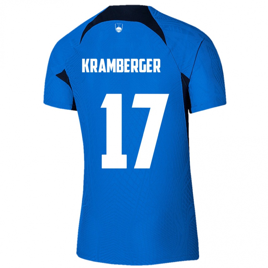 Kids Football Slovenia Enej Kramberger #17 Blue Away Jersey 24-26 T-Shirt Canada