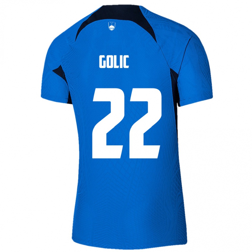 Kids Football Slovenia Tilen Golic #22 Blue Away Jersey 24-26 T-Shirt Canada