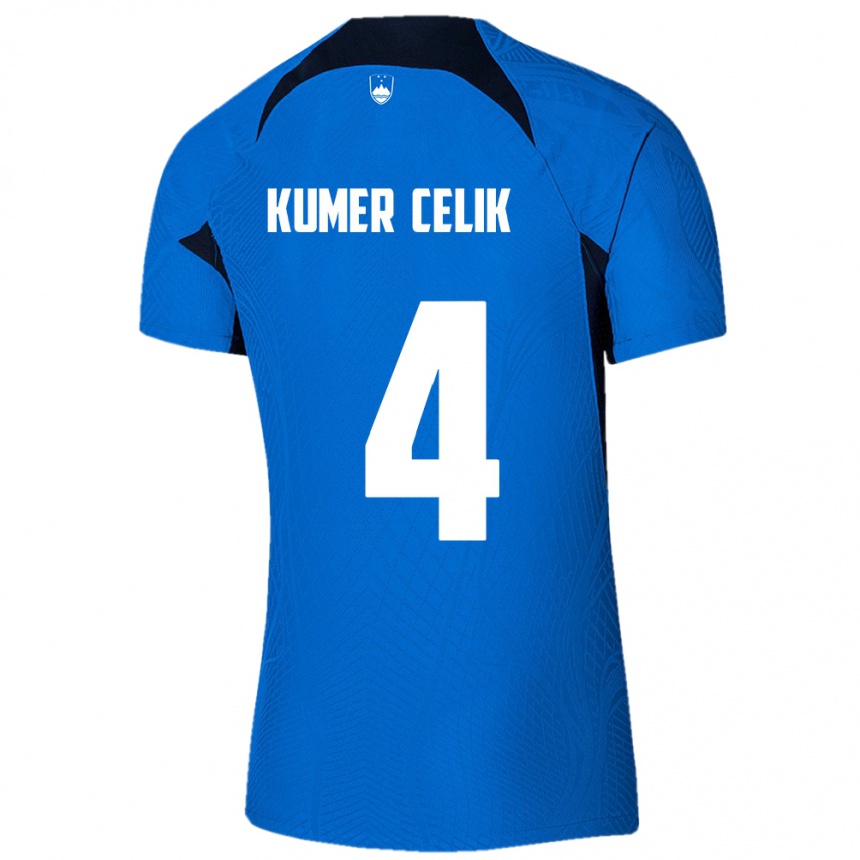 Kids Football Slovenia An Kumer Celik #4 Blue Away Jersey 24-26 T-Shirt Canada