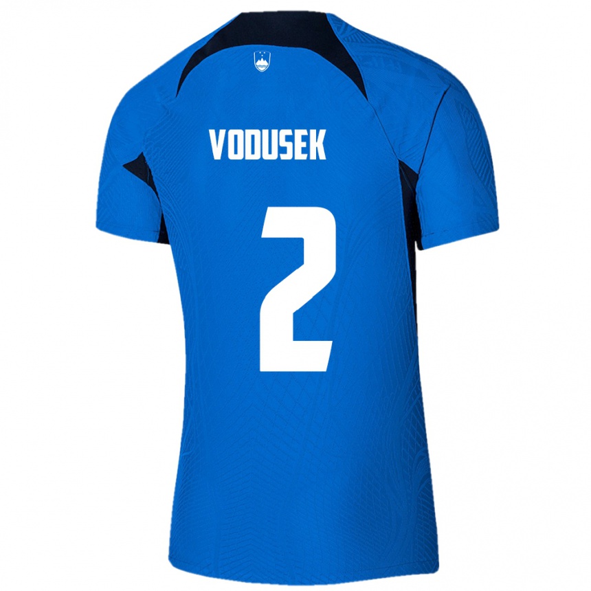 Kids Football Slovenia Luka Vodusek #2 Blue Away Jersey 24-26 T-Shirt Canada