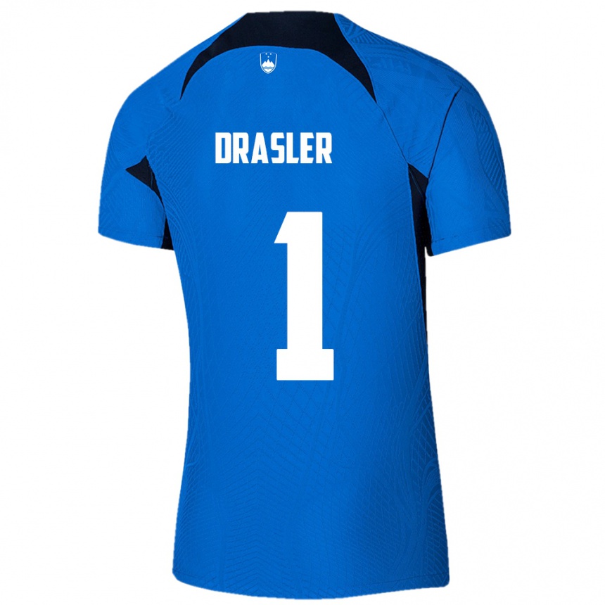 Kids Football Slovenia Iztok Drasler #1 Blue Away Jersey 24-26 T-Shirt Canada