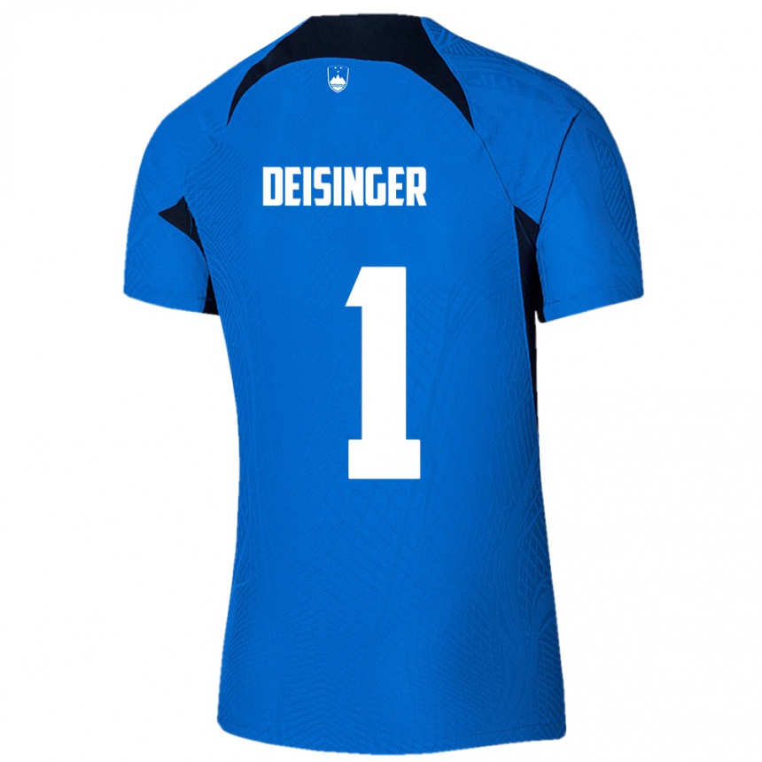 Kids Football Slovenia Nik Deisinger #1 Blue Away Jersey 24-26 T-Shirt Canada