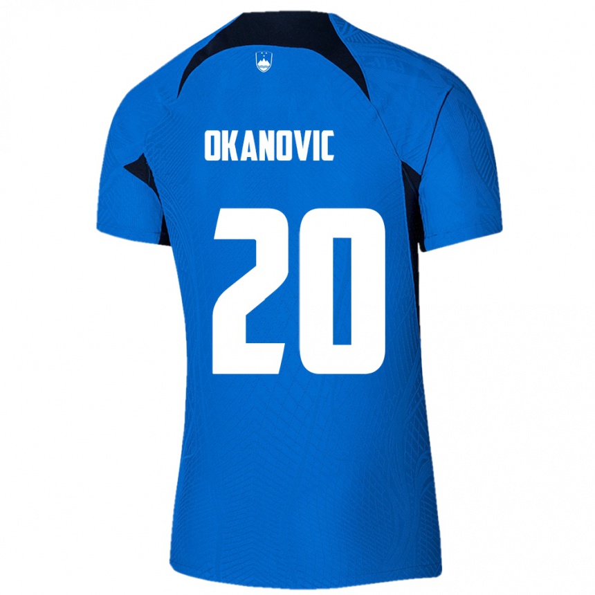 Kids Football Slovenia Deen Okanovic #20 Blue Away Jersey 24-26 T-Shirt Canada