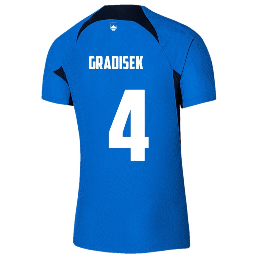 Kids Football Slovenia Sara Gradišek #4 Blue Away Jersey 24-26 T-Shirt Canada