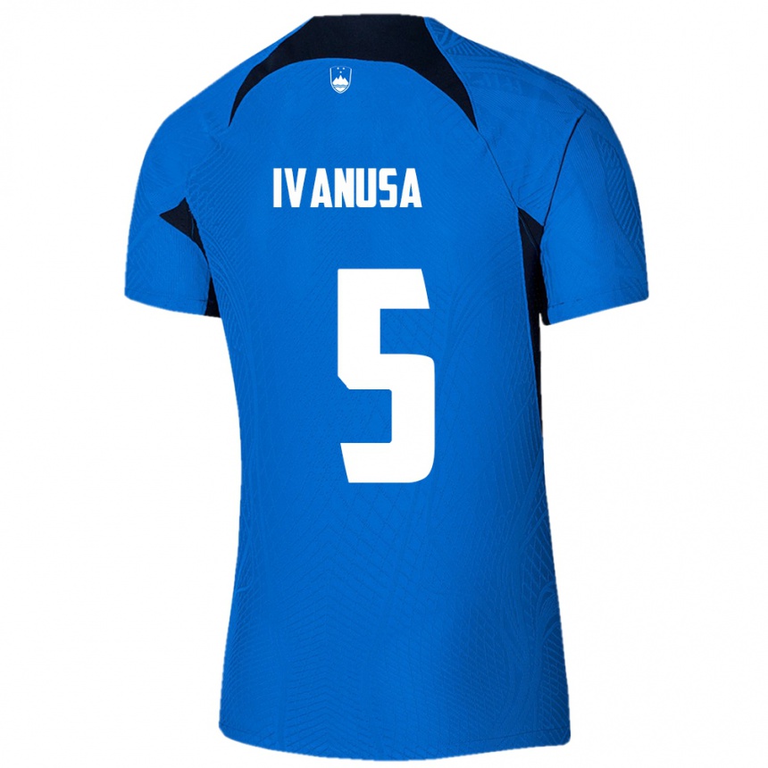 Kids Football Slovenia Lara Ivanuša #5 Blue Away Jersey 24-26 T-Shirt Canada