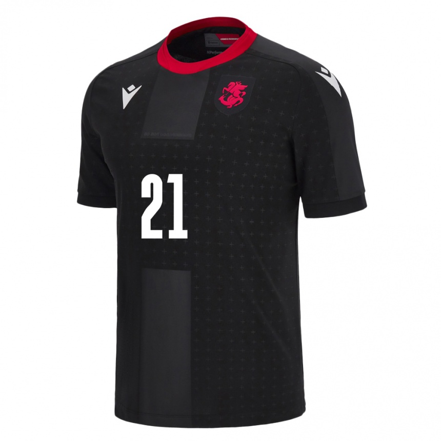 Kids Football Georgia Georgiy Tsitaishvili #21 Black Away Jersey 24-26 T-Shirt Canada