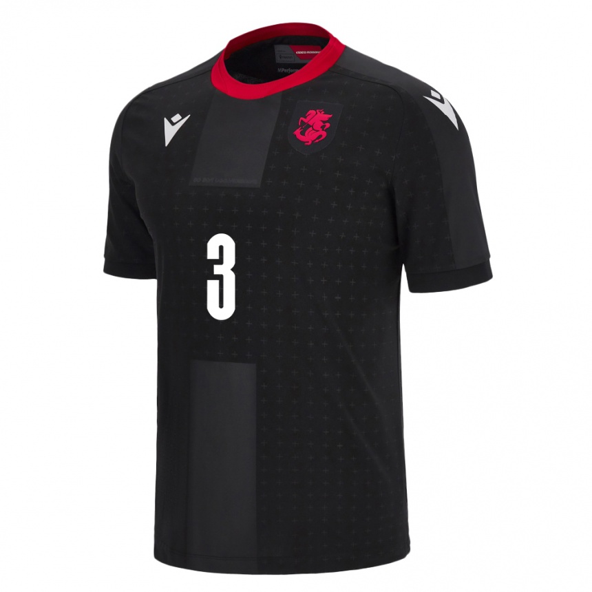 Kids Football Georgia Saba Goglichidze #3 Black Away Jersey 24-26 T-Shirt Canada