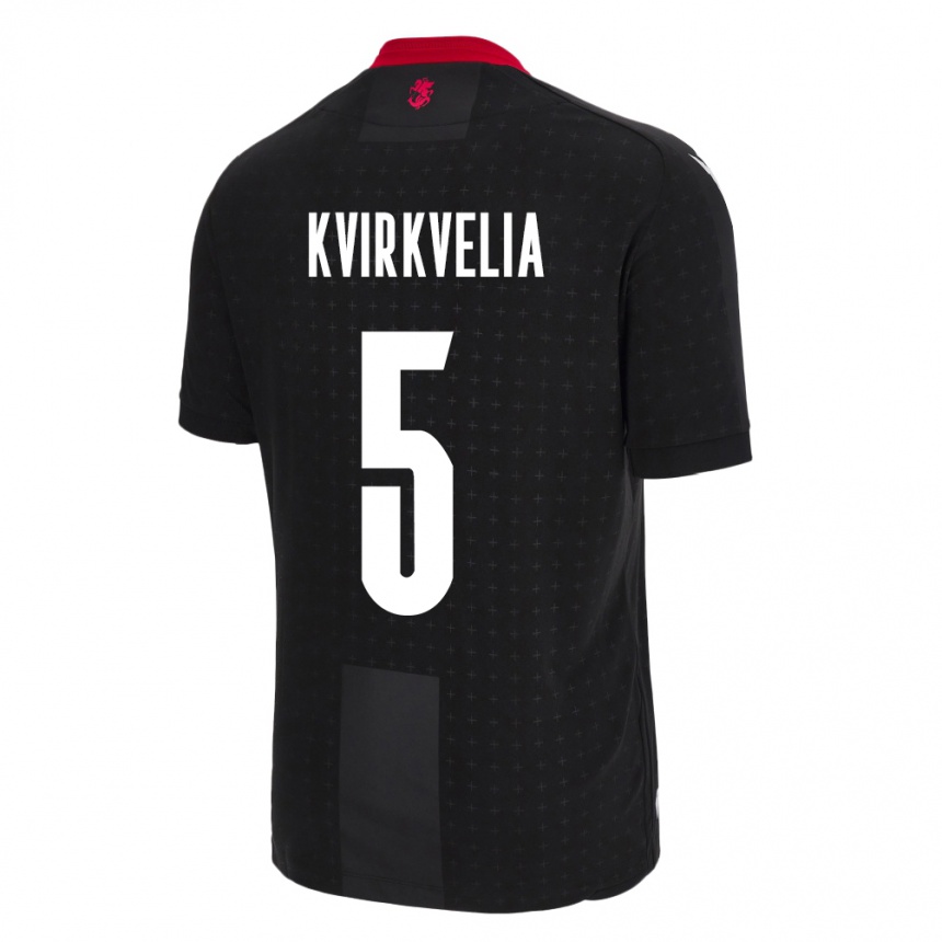 Kids Football Georgia Solomon Kvirkvelia #5 Black Away Jersey 24-26 T-Shirt Canada