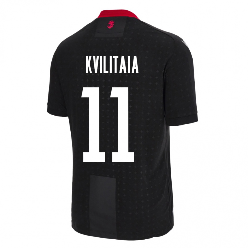 Kids Football Georgia Giorgi Kvilitaia #11 Black Away Jersey 24-26 T-Shirt Canada