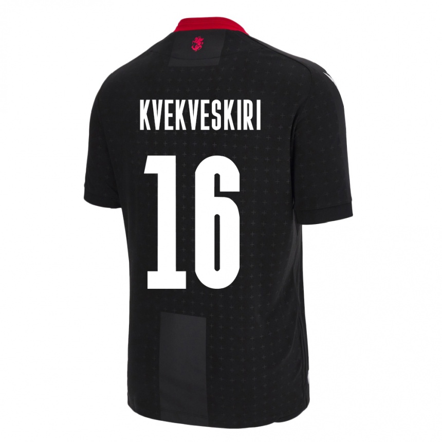 Kids Football Georgia Nika Kvekveskiri #16 Black Away Jersey 24-26 T-Shirt Canada