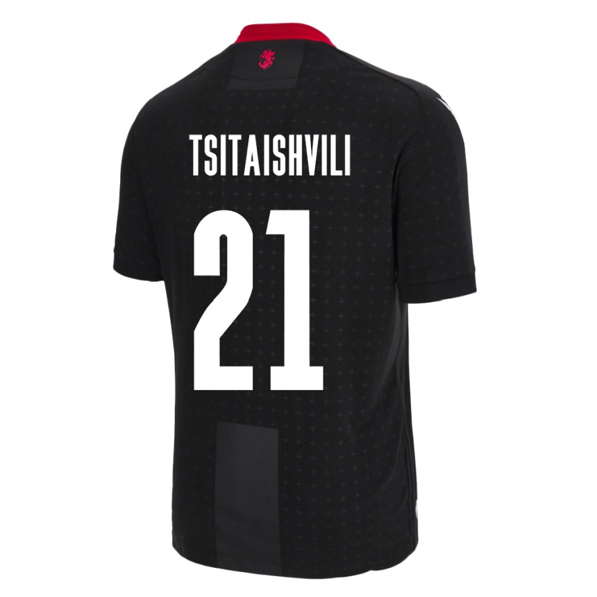 Kids Football Georgia Georgiy Tsitaishvili #21 Black Away Jersey 24-26 T-Shirt Canada