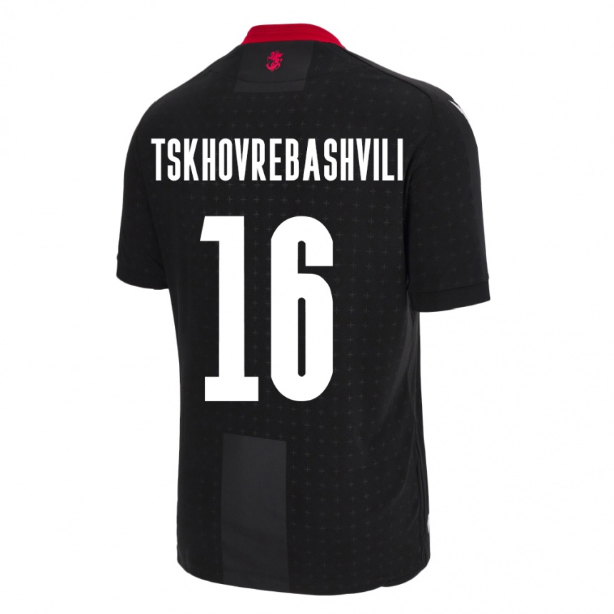 Kids Football Georgia Nikoloz Tskhovrebashvili #16 Black Away Jersey 24-26 T-Shirt Canada