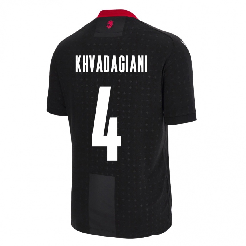 Kids Football Georgia Saba Khvadagiani #4 Black Away Jersey 24-26 T-Shirt Canada