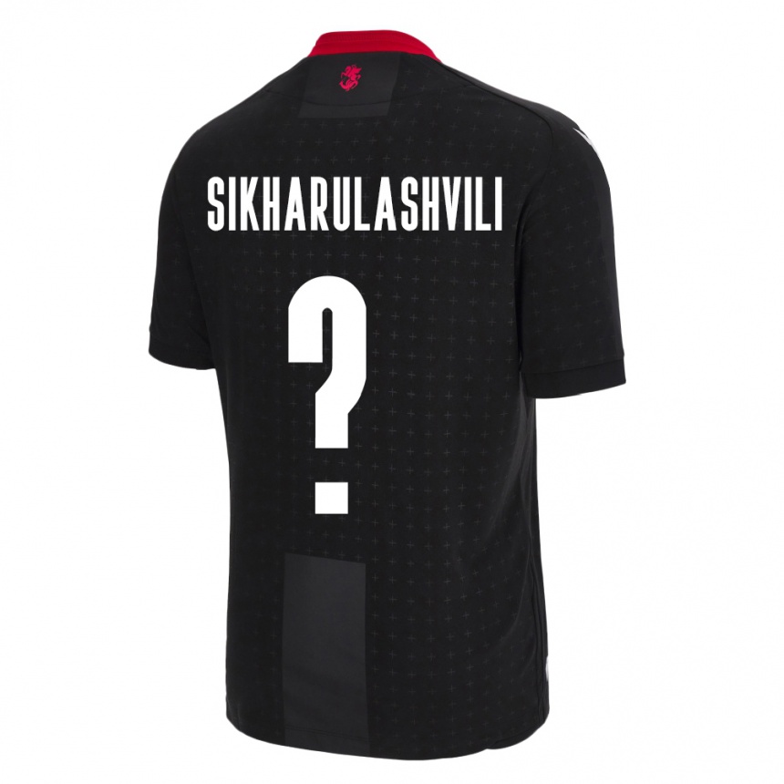 Kids Football Georgia Nika Sikharulashvili #0 Black Away Jersey 24-26 T-Shirt Canada