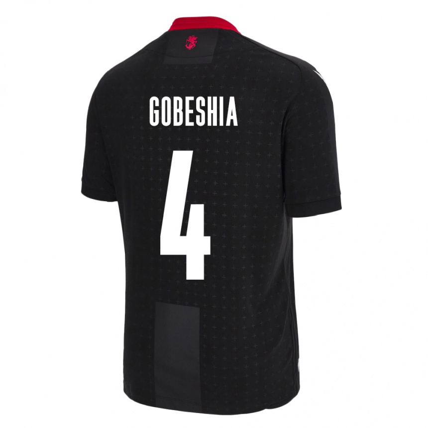 Kids Football Georgia Tengo Gobeshia #4 Black Away Jersey 24-26 T-Shirt Canada