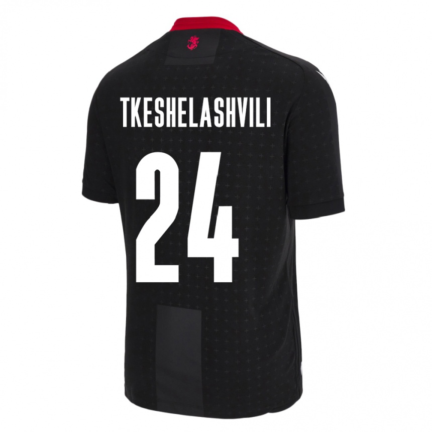 Kids Football Georgia Amiran Tkeshelashvili #24 Black Away Jersey 24-26 T-Shirt Canada