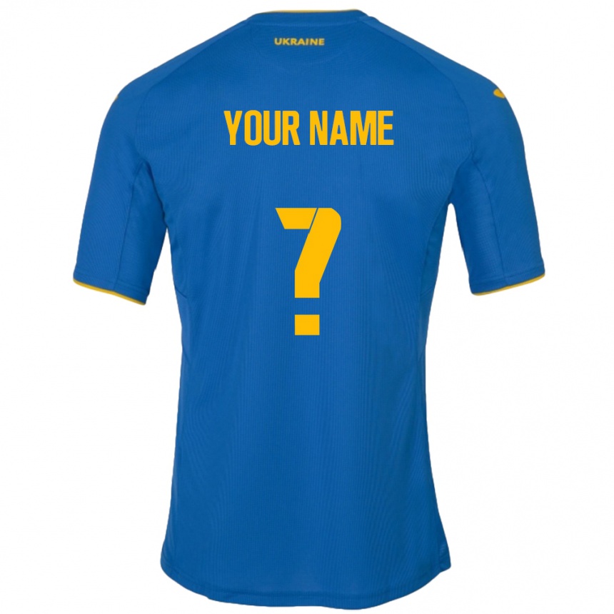 Kids Football Ukraine Your Name #0 Blue Away Jersey 24-26 T-Shirt Canada