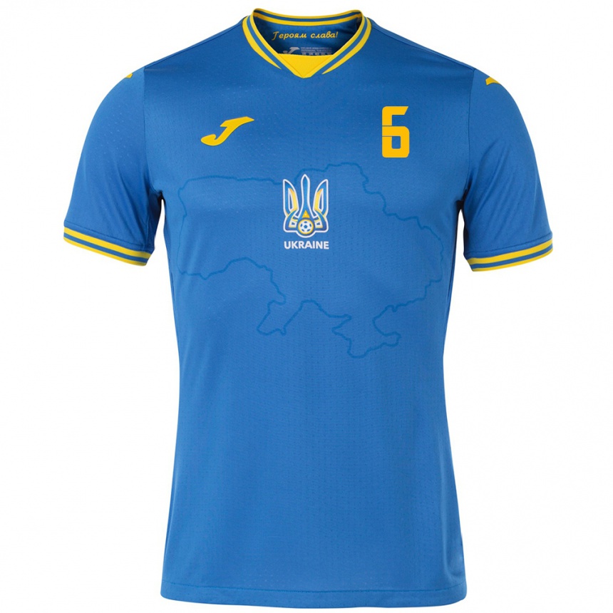 Kids Football Ukraine Dayana Semkiv #6 Blue Away Jersey 24-26 T-Shirt Canada