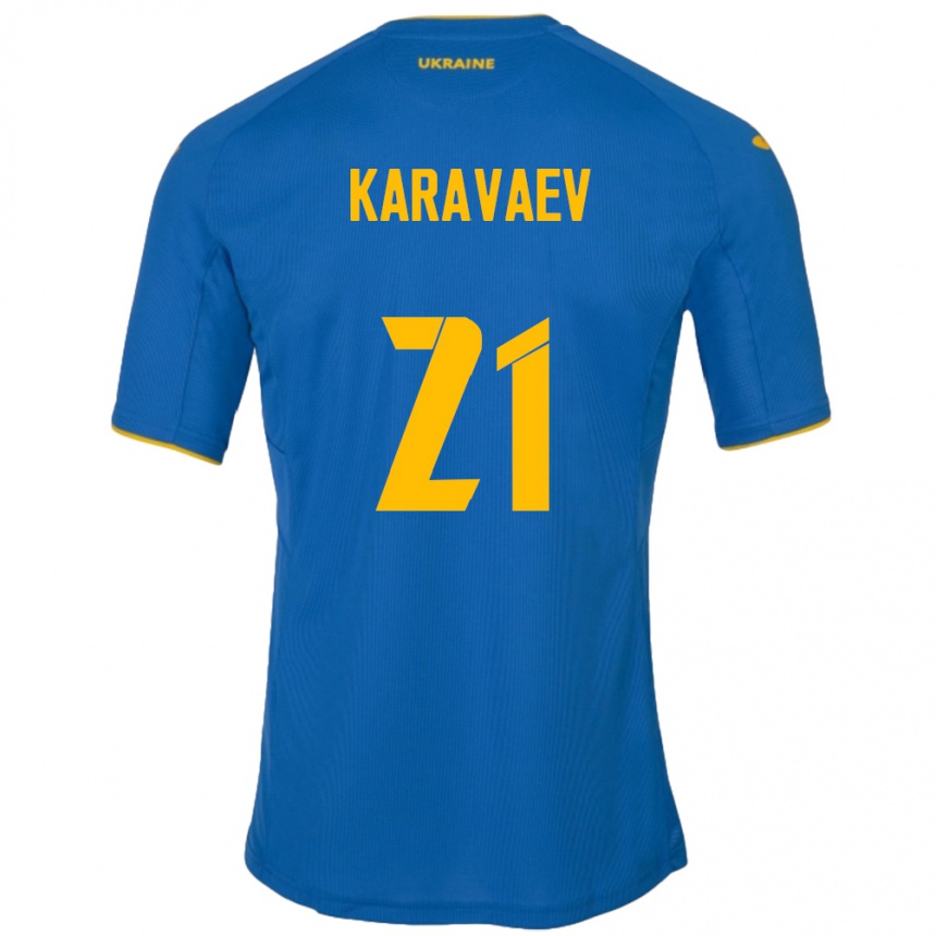 Kids Football Ukraine Oleksandr Karavaev #21 Blue Away Jersey 24-26 T-Shirt Canada