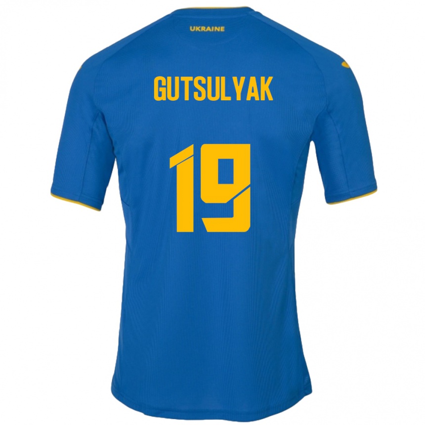 Kids Football Ukraine Oleksiy Gutsulyak #19 Blue Away Jersey 24-26 T-Shirt Canada