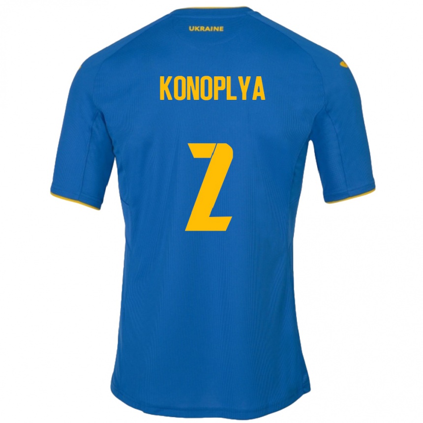 Kids Football Ukraine Yukhym Konoplya #2 Blue Away Jersey 24-26 T-Shirt Canada