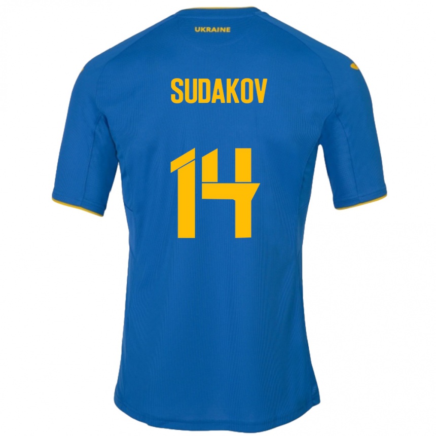 Kids Football Ukraine Georgiy Sudakov #14 Blue Away Jersey 24-26 T-Shirt Canada