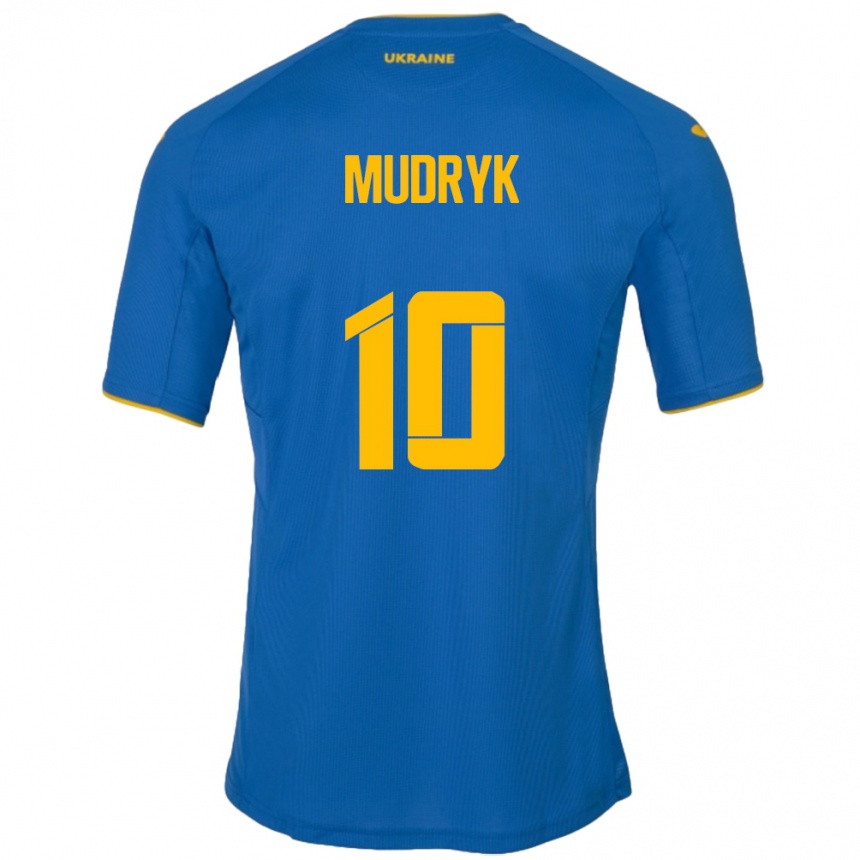 Kids Football Ukraine Mykhaylo Mudryk #10 Blue Away Jersey 24-26 T-Shirt Canada