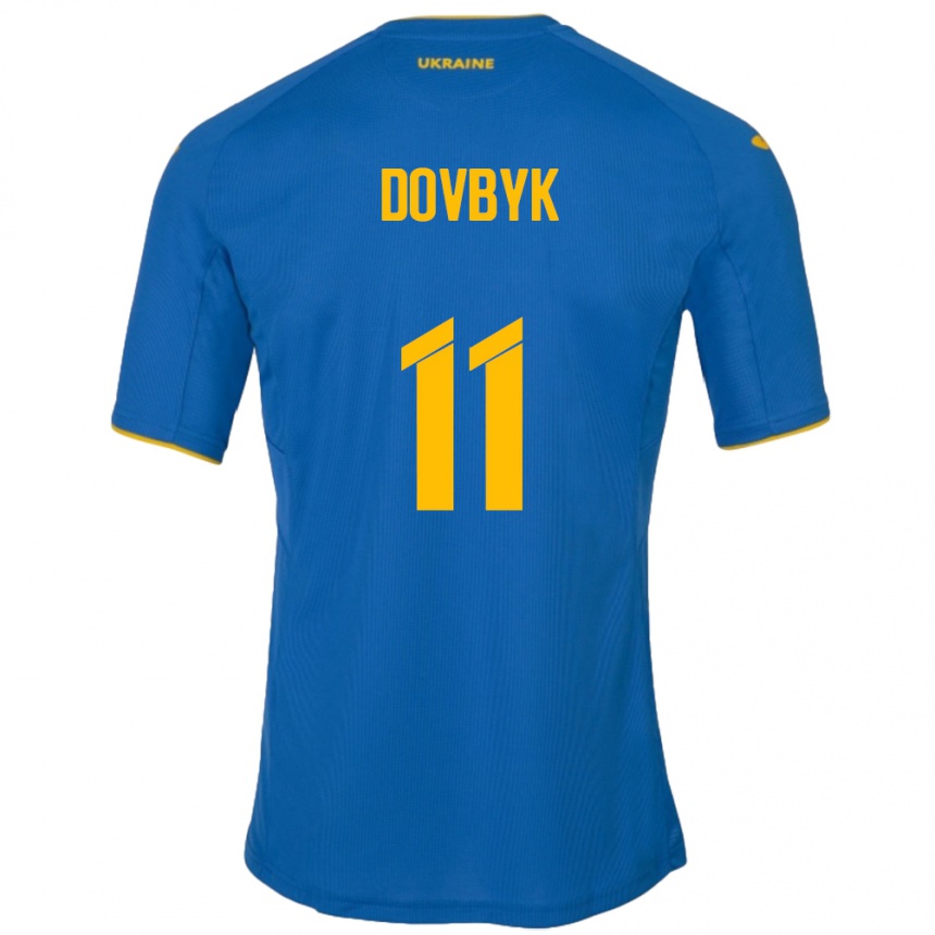 Kids Football Ukraine Artem Dovbyk #11 Blue Away Jersey 24-26 T-Shirt Canada