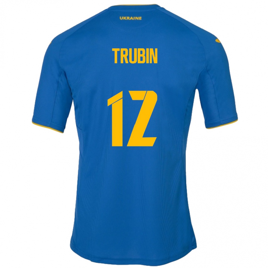 Kids Football Ukraine Anatoliy Trubin #12 Blue Away Jersey 24-26 T-Shirt Canada