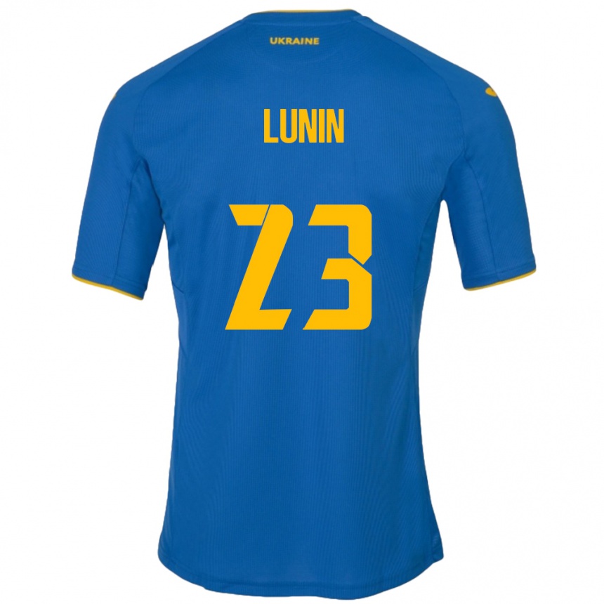 Kids Football Ukraine Andriy Lunin #23 Blue Away Jersey 24-26 T-Shirt Canada