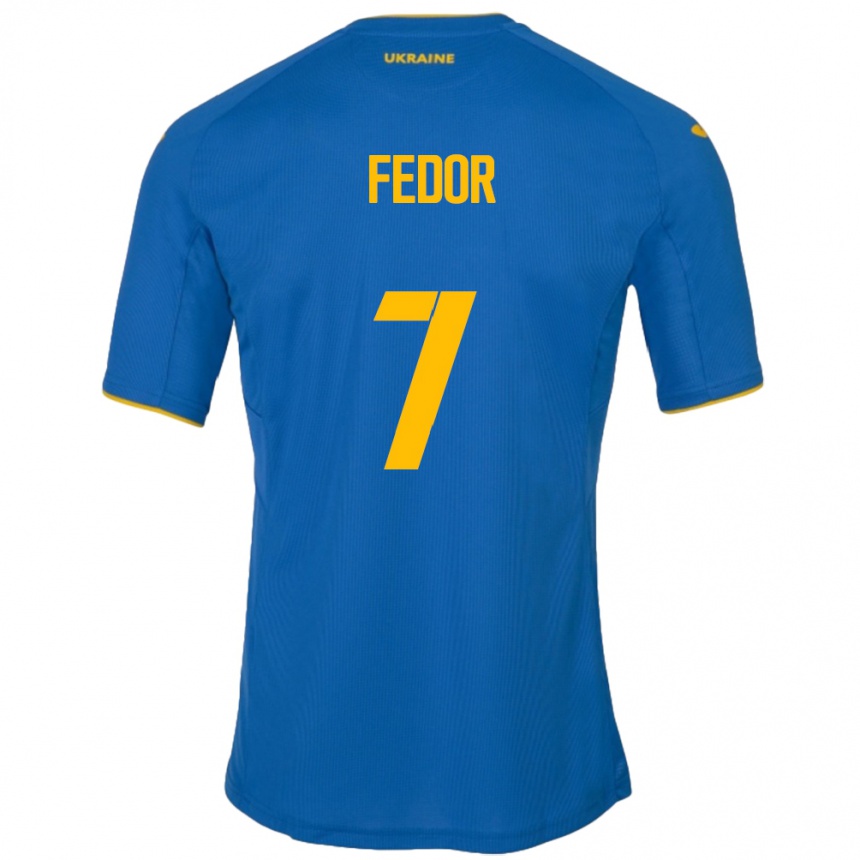 Kids Football Ukraine Oleg Fedor #7 Blue Away Jersey 24-26 T-Shirt Canada