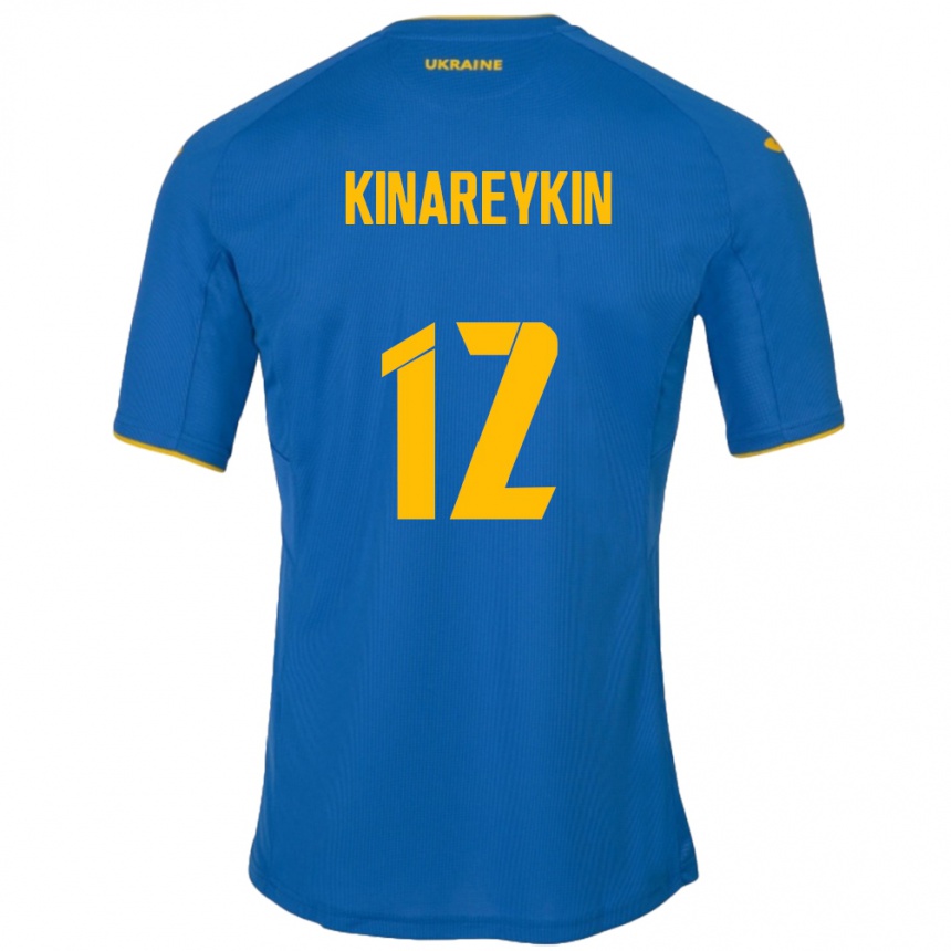 Kids Football Ukraine Yakiv Kinareykin #12 Blue Away Jersey 24-26 T-Shirt Canada